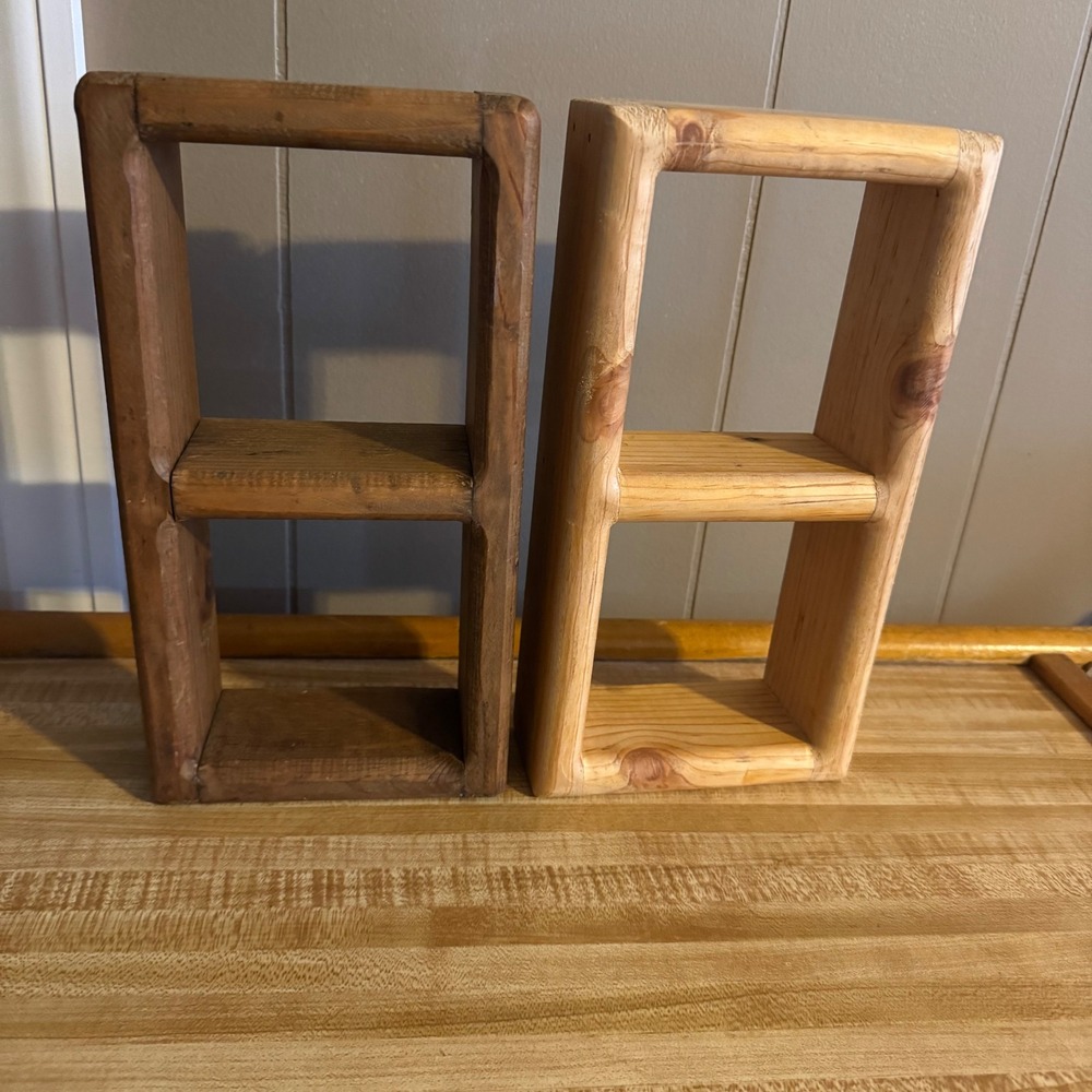 Handmade Rustic Wood Floating Shelves Shadow Box Set of 2 OS Brown Natural Pine